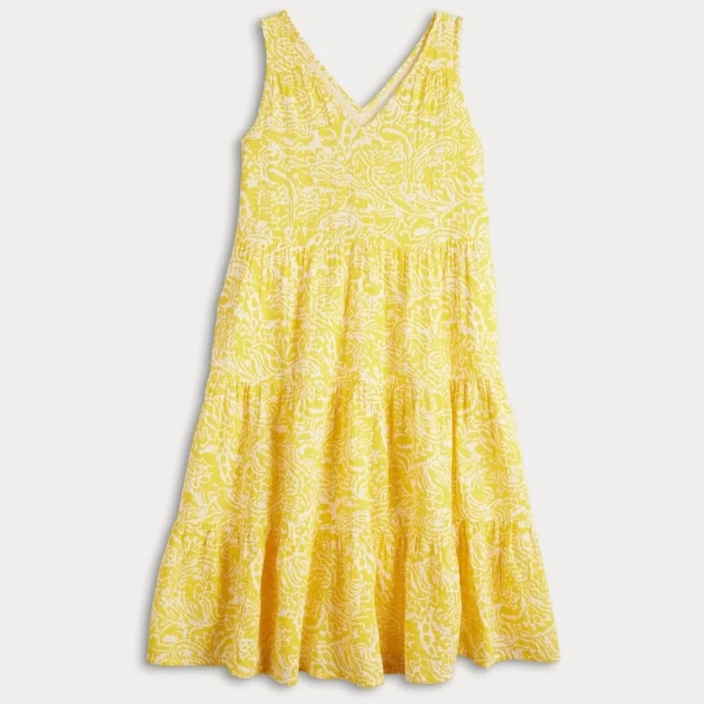 Yellow sonoma midi dress size medium new flowy v- neck - Picture 4 of 7